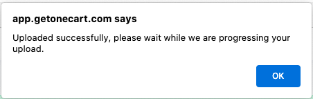 Upload Success Message